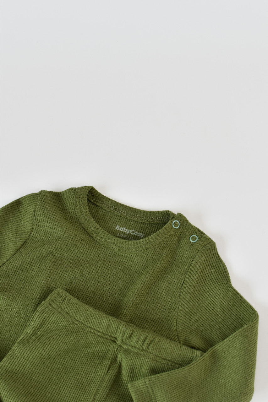 Set 3 piese: bluzita cu maneca lunga, pantaloni lungi si caciulita din bumbac organic si modal - , BabyCosy