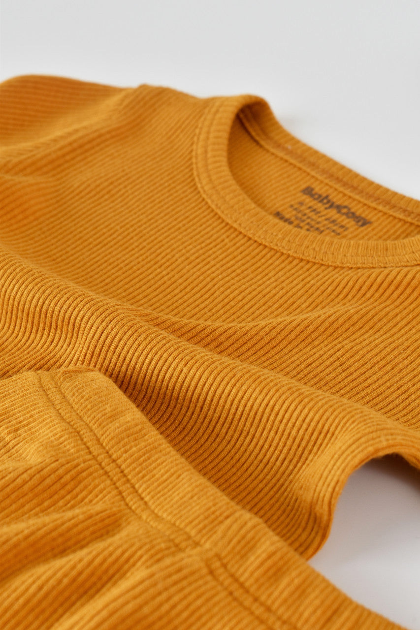 Set 3 piese: body cu maneca lunga, pantaloni lungi si caciulita din bumbac organic si modal - , BabyCosy