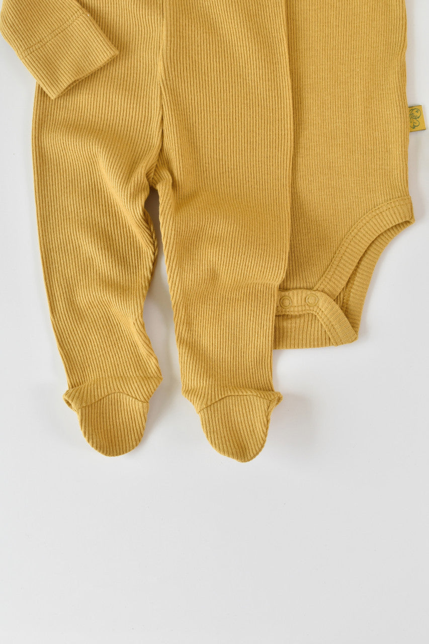 Set 3 piese: body cu maneca lunga, pantaloni lungi si caciulita din bumbac organic si modal - , BabyCosy