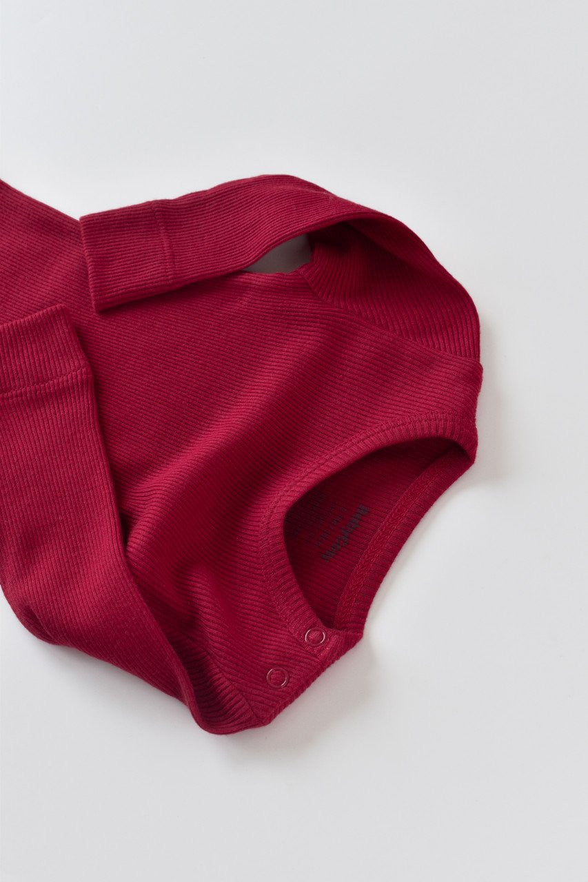 Set 3 piese: body cu maneca lunga, pantaloni lungi si caciulita din bumbac organic si modal - , BabyCosy