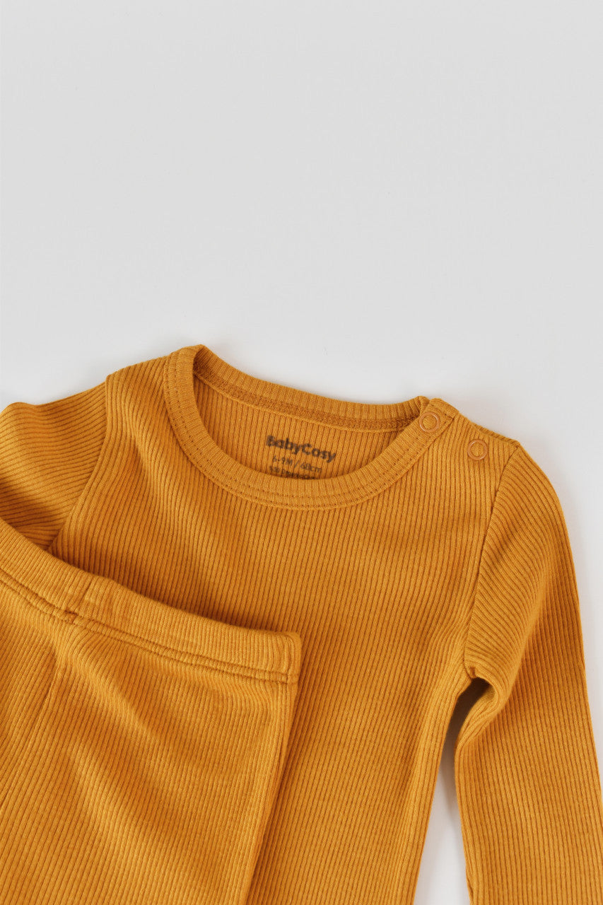 Set 3 piese: body cu maneca lunga, pantaloni lungi si caciulita din bumbac organic si modal - , BabyCosy