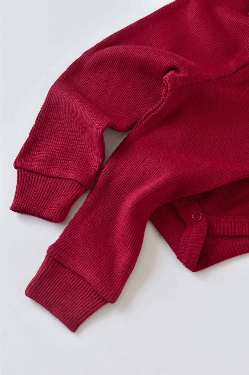 Set 3 piese: body cu maneca lunga, pantaloni lungi si caciulita din bumbac organic si modal - , BabyCosy