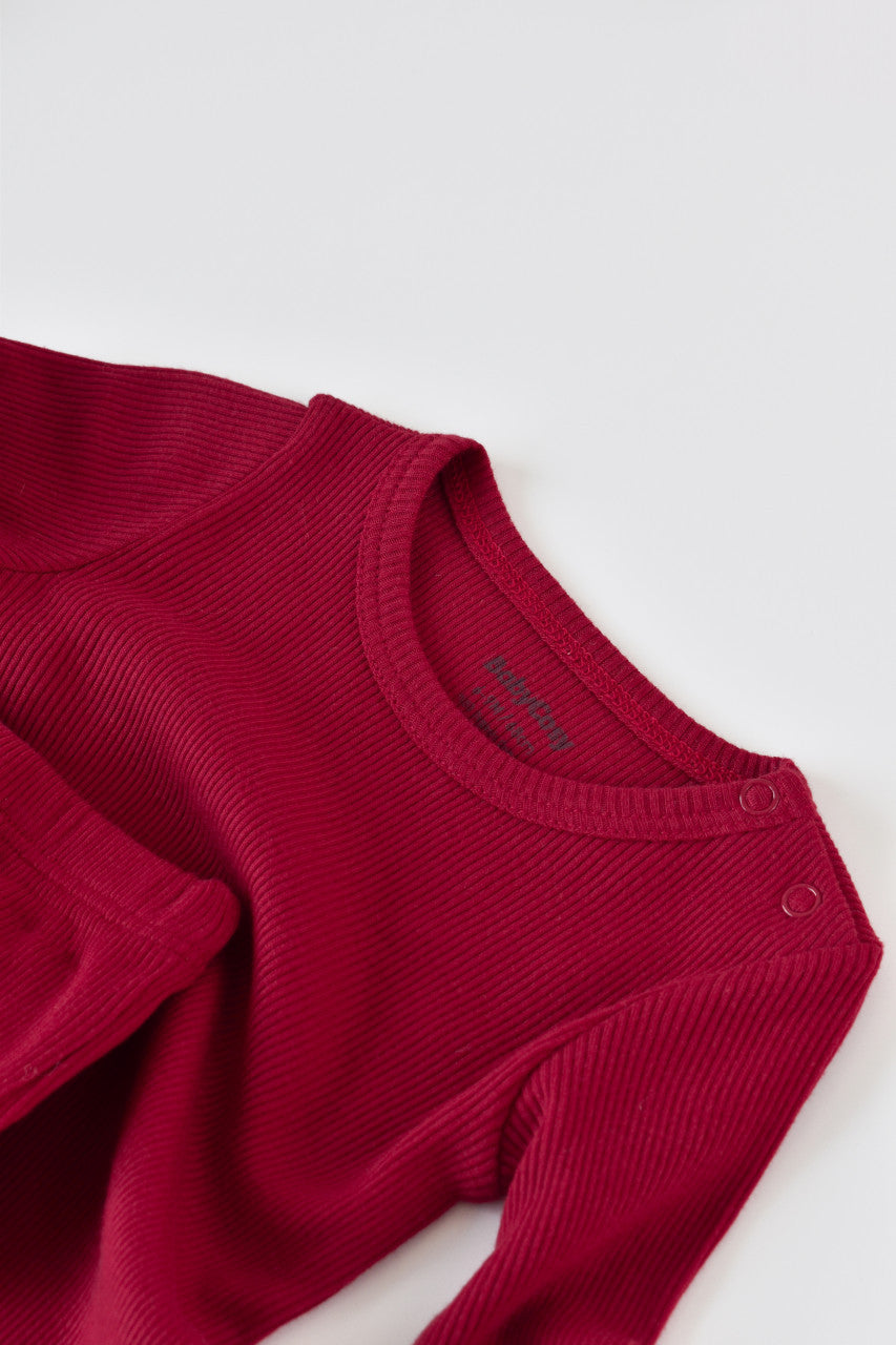 Set 3 piese: body cu maneca lunga, pantaloni lungi si caciulita din bumbac organic si modal - , BabyCosy