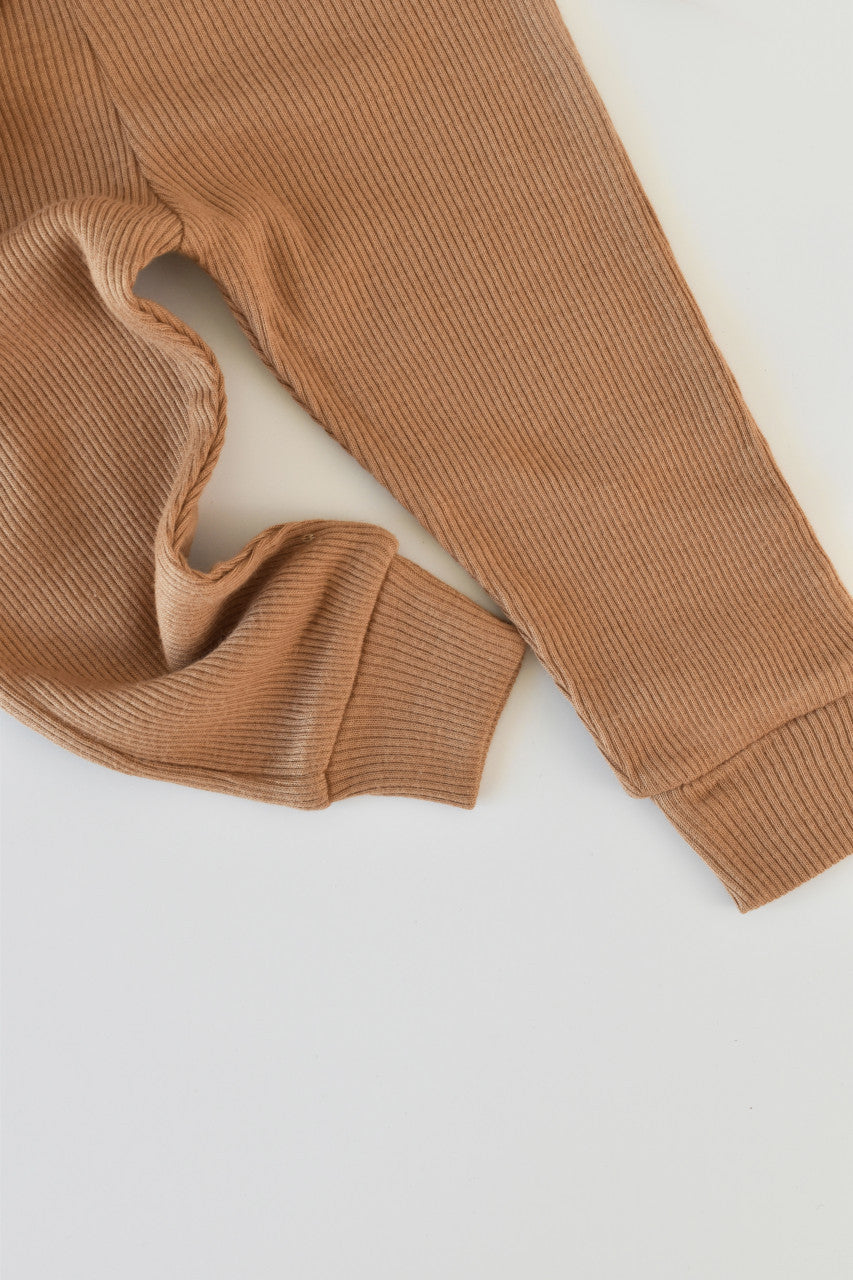 Set 3 piese: body cu maneca lunga, pantaloni lungi si caciulita din bumbac organic si modal - , BabyCosy