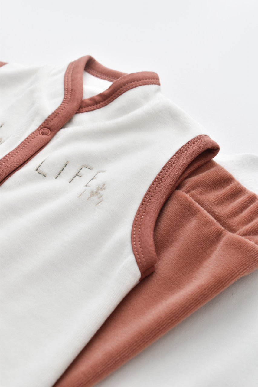 Set 3 piese Broscuta cu body, pantalonasi si vestuta din 80%bumbac organic si 20% poliester - , BabyCosy