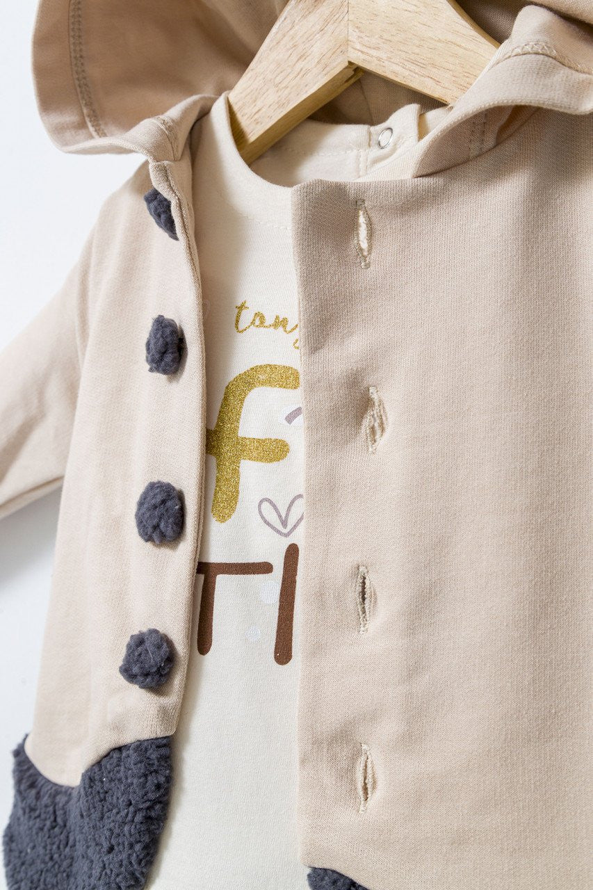 Set 3 piese: pantaloni, bluzita si vestuta pentru bebelusi, Tongs baby