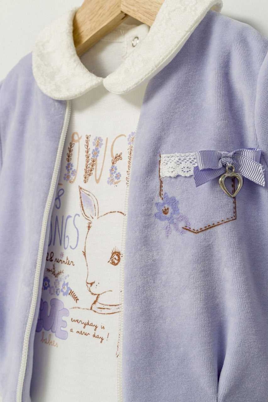 Set 3 piese: pantaloni, bluzita si vestuta pentru bebelusi, Tongs baby