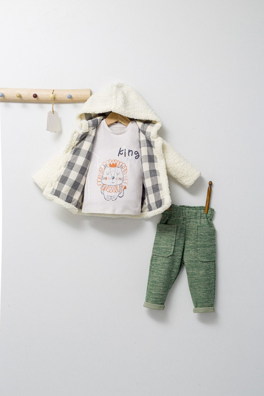 Set 3 piese: pantaloni, bluzita si vestuta pentru bebelusi, Tongs baby