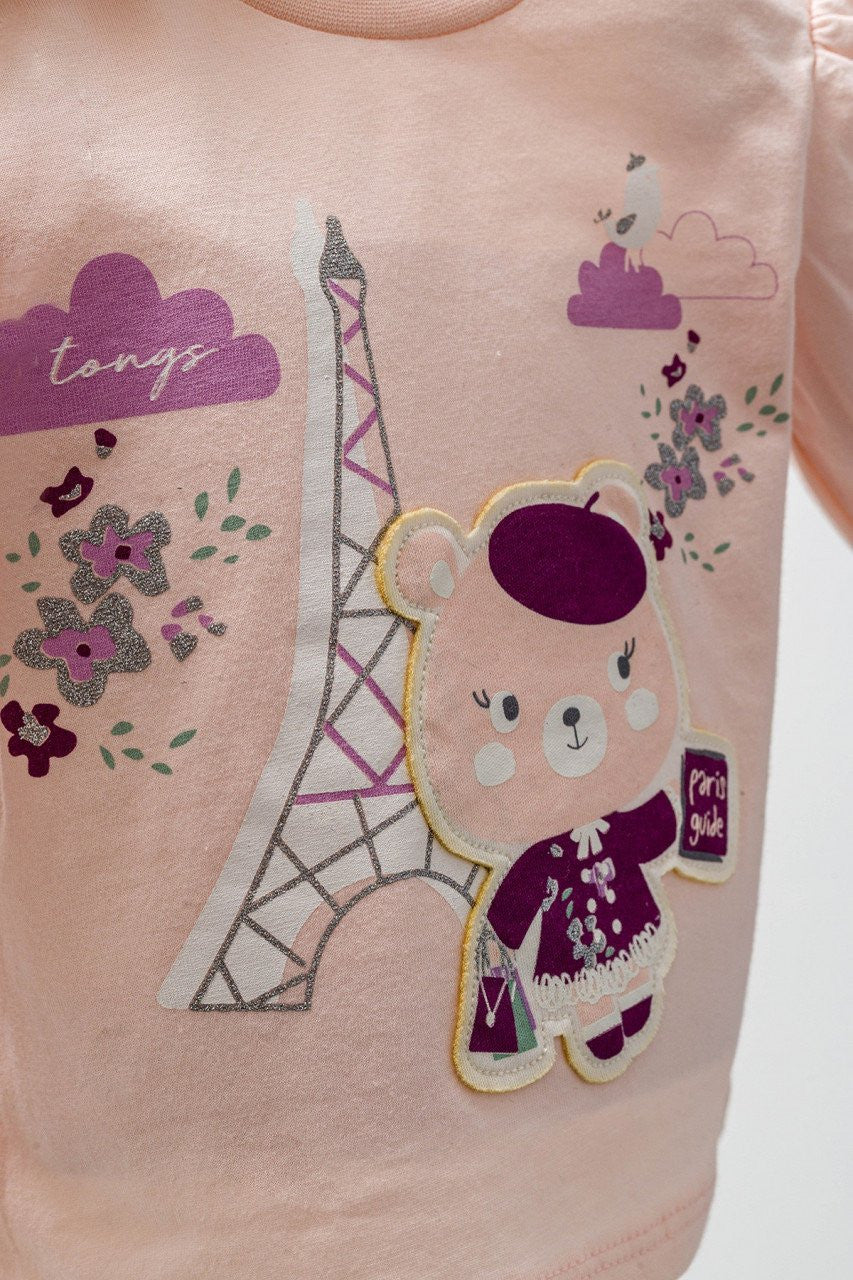 Set 3 piese: pantaloni, bluzita si vestuta pentru bebelusi, Tongs baby