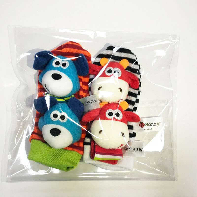 Set 4 zornaitori, pentru bebelusi, bratari si sosetute - model 2