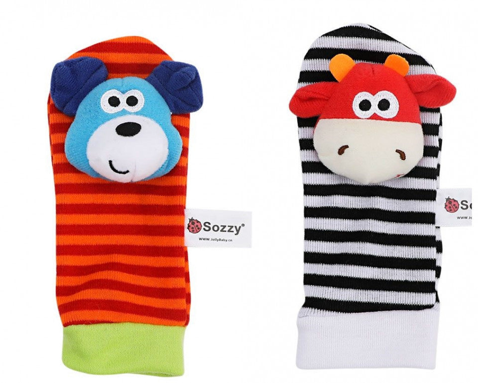 Set 4 zornaitori, pentru bebelusi, bratari si sosetute - model 2