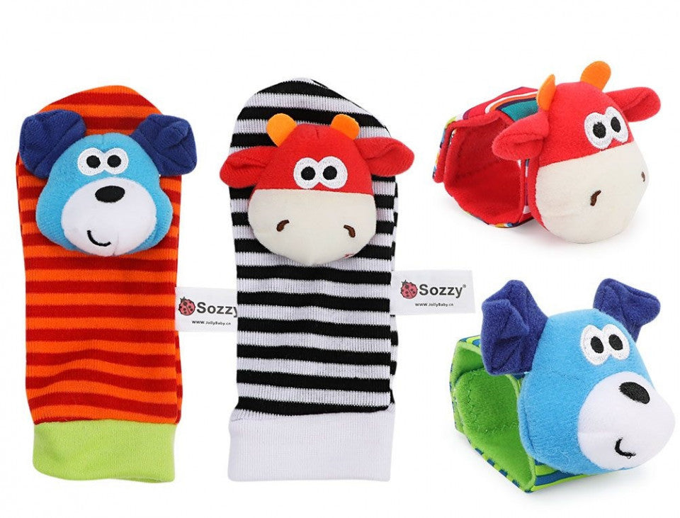 Set 4 zornaitori, pentru bebelusi, bratari si sosetute - model 2