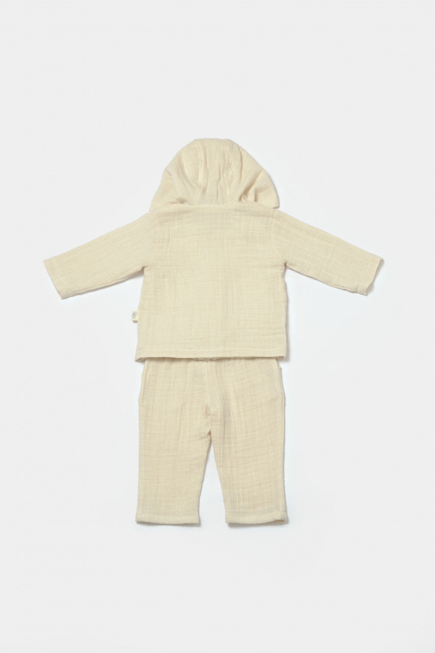 Set bluza cu gluga si pantaloni, Winter muselin, 100% bumbac - , BabyCosy