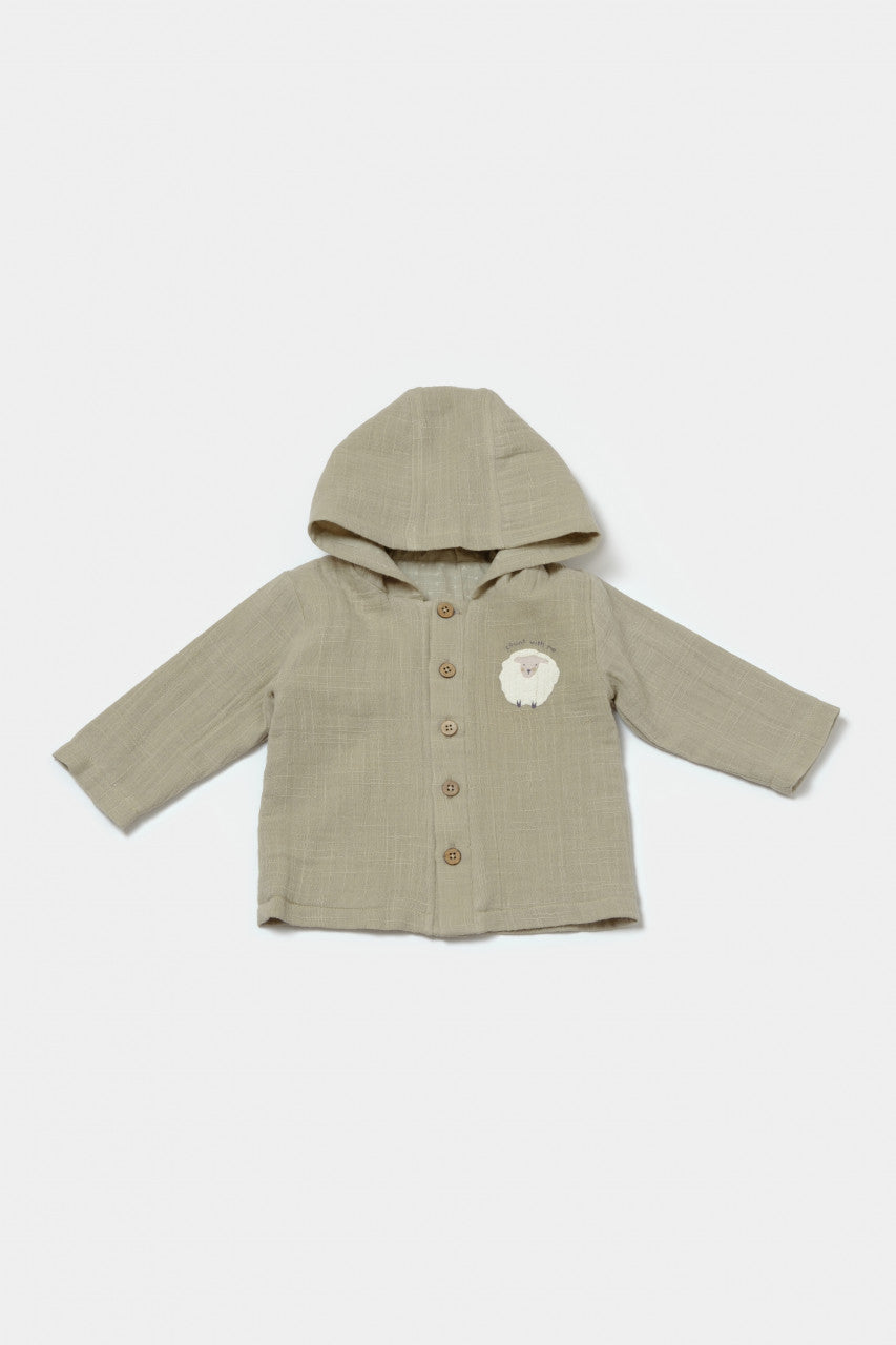 Set bluza cu gluga si pantaloni, Winter muselin, 100% bumbac - , BabyCosy