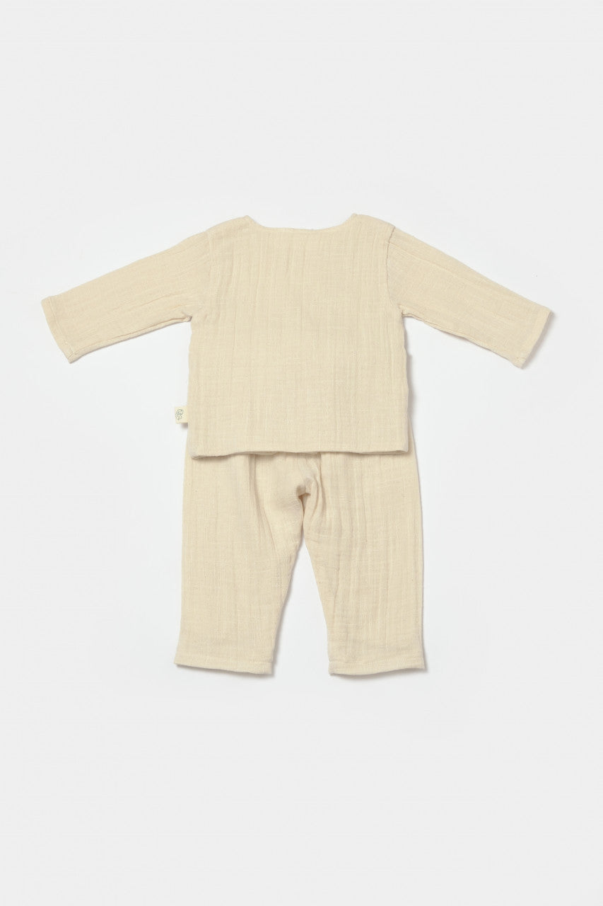 Set bluza cu nasturi si pantaloni , Winter muselin- , BabyCosy