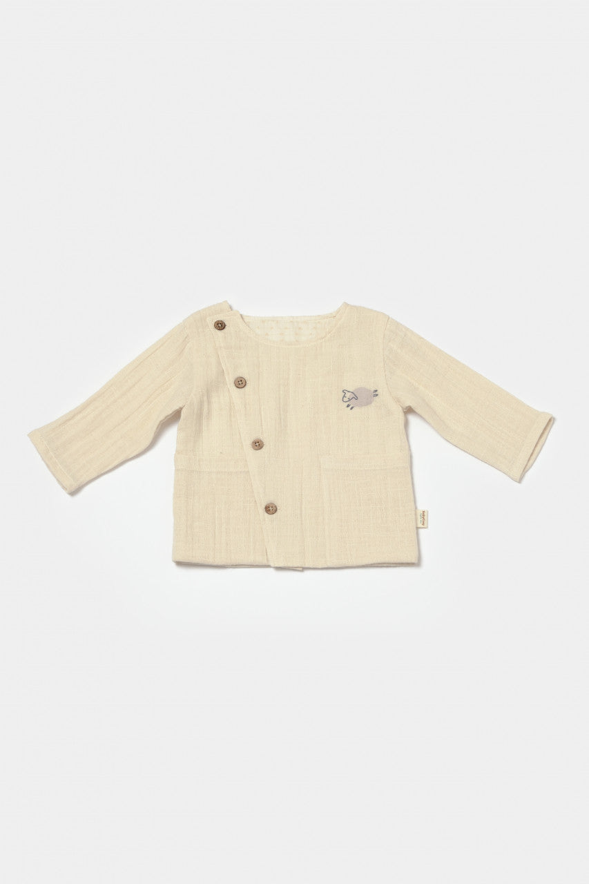 Set bluza cu nasturi si pantaloni , Winter muselin- , BabyCosy