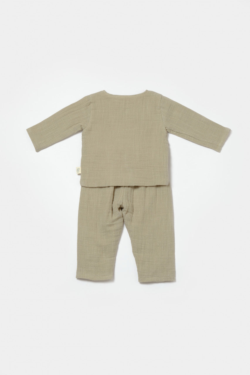 Set bluza cu nasturi si pantaloni , Winter muselin- , BabyCosy