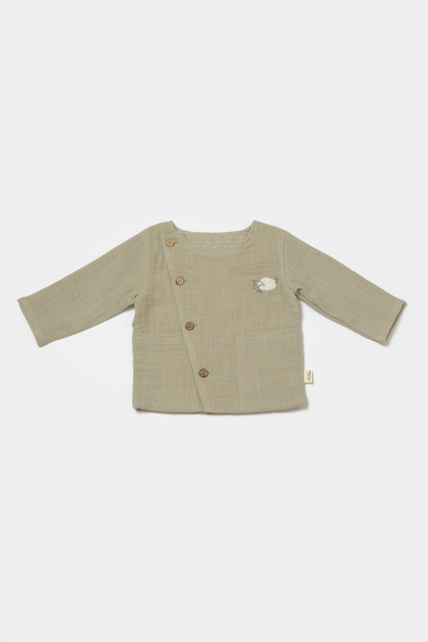 Set bluza cu nasturi si pantaloni , Winter muselin- , BabyCosy