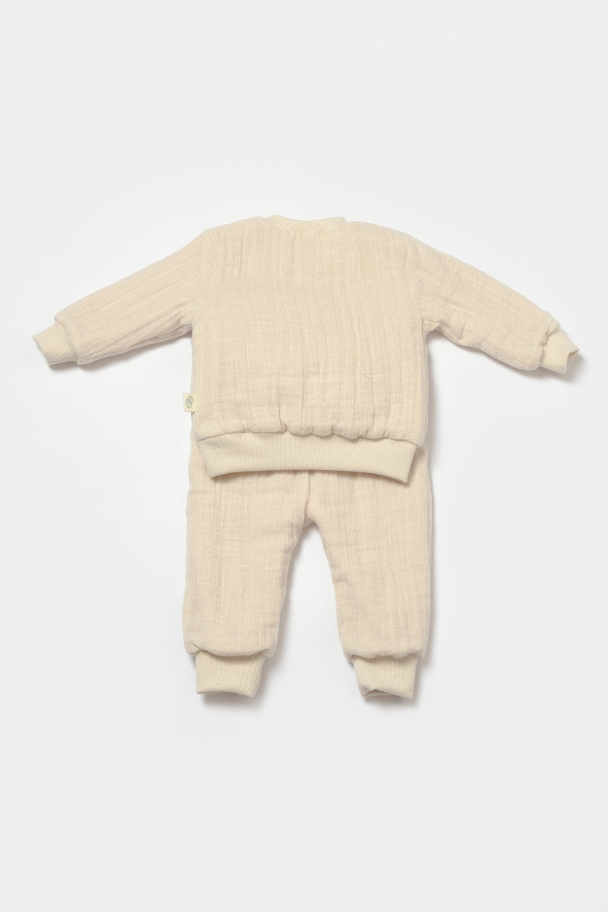 Set bluza dublata si pantaloni Ursulet, Winter muselin - , BabyCosy
