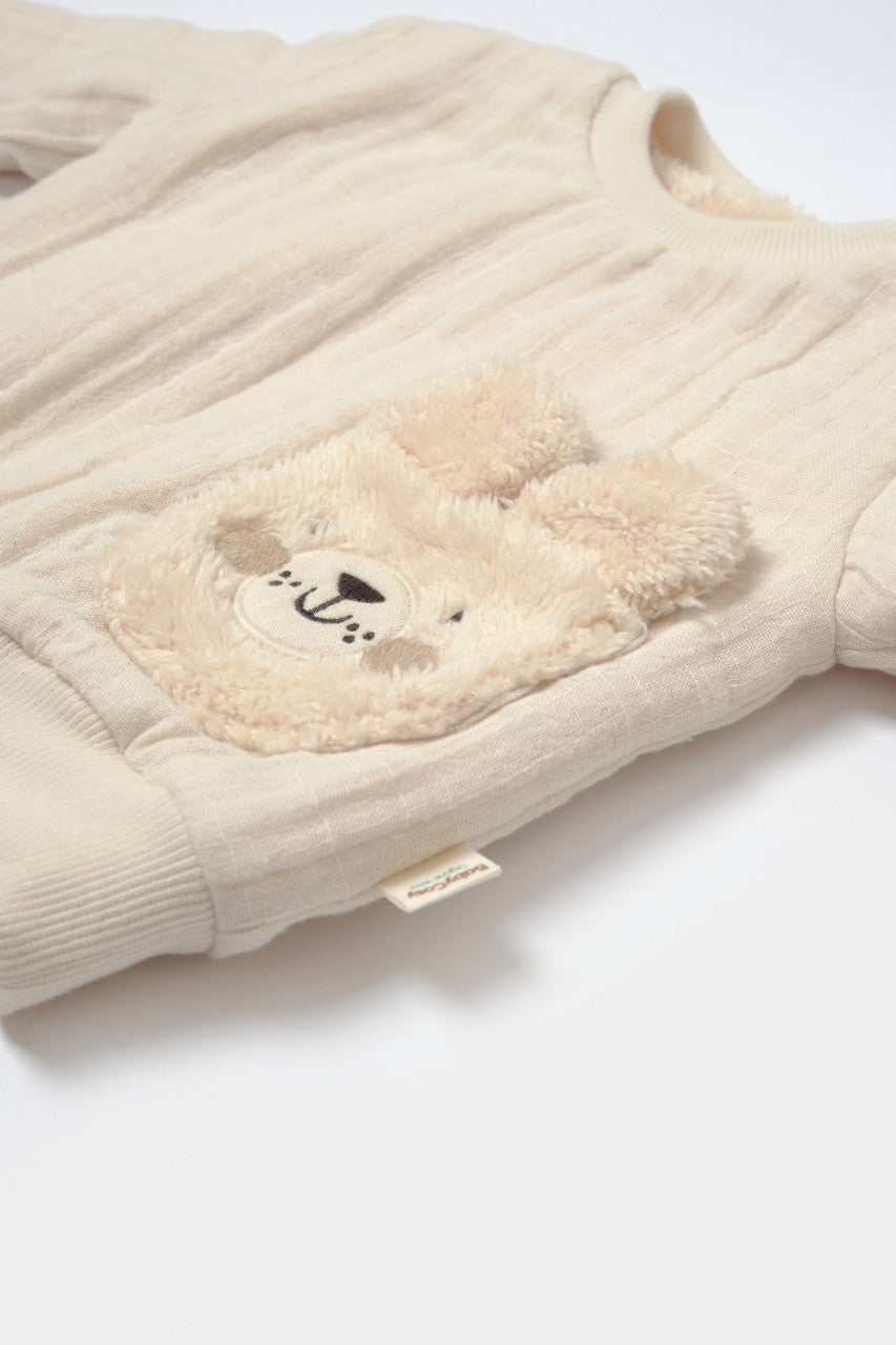 Set bluza dublata si pantaloni Ursulet, Winter muselin - , BabyCosy