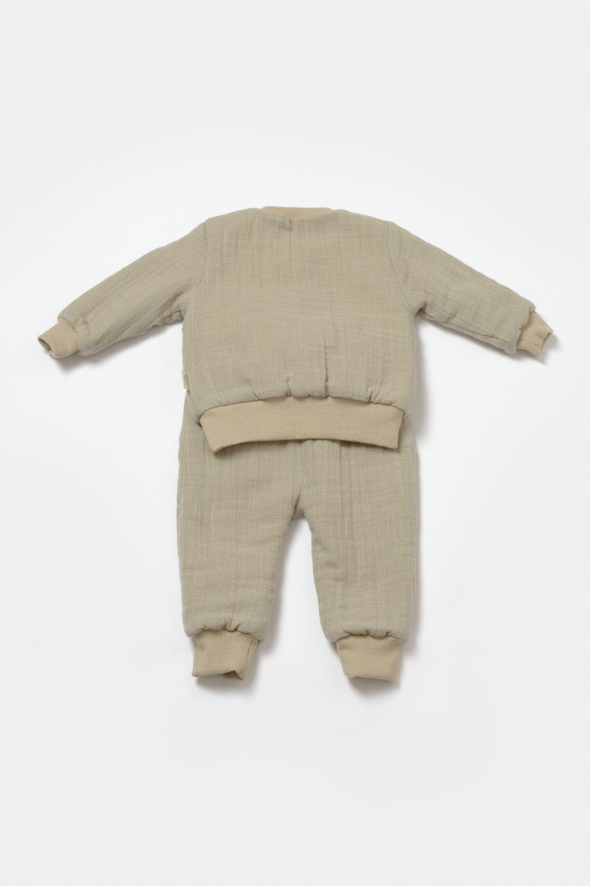 Set bluza dublata si pantaloni Ursulet, Winter muselin - , BabyCosy