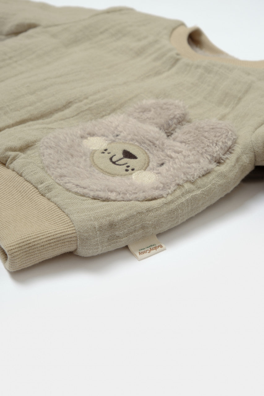 Set bluza dublata si pantaloni Ursulet, Winter muselin - , BabyCosy