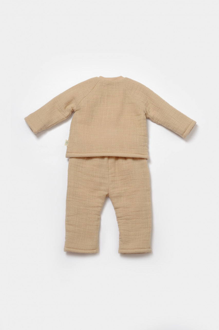 Set bluza dublata si pantaloni Ursulet, Winter muselin - , BabyCosy