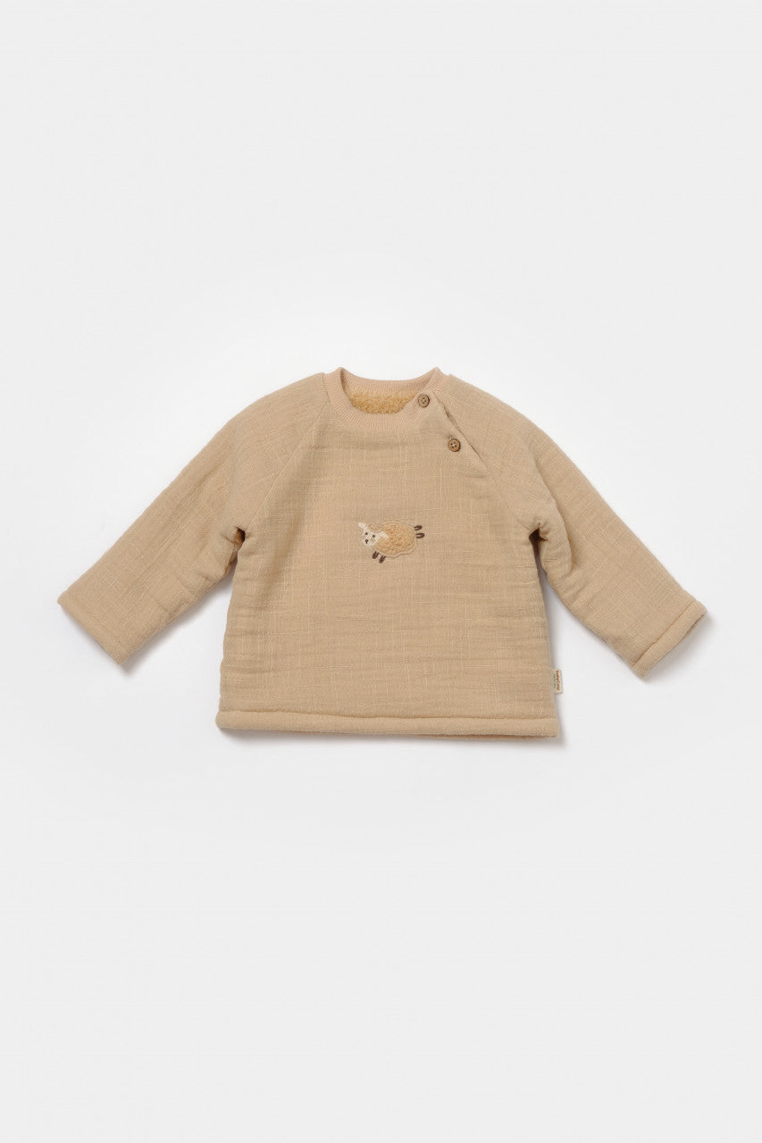 Set bluza dublata si pantaloni Ursulet, Winter muselin - , BabyCosy