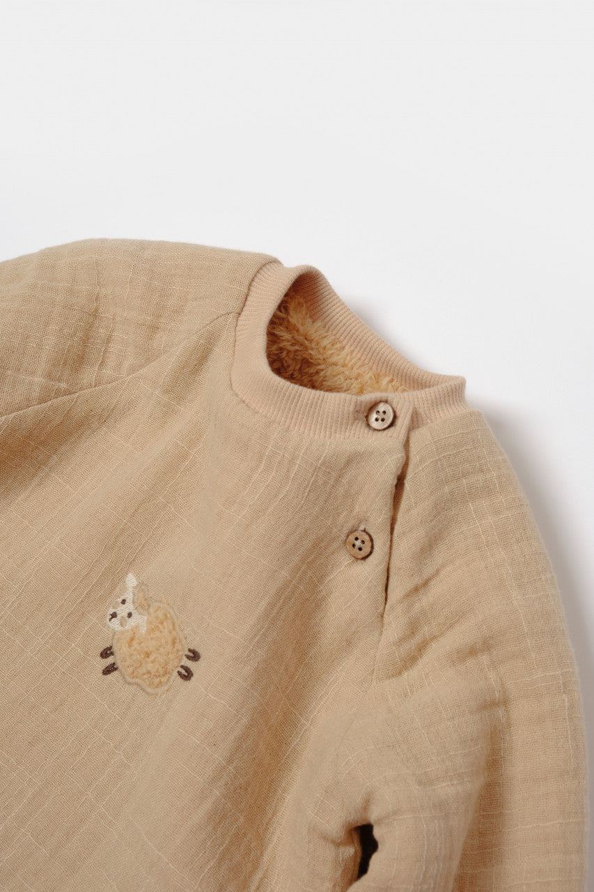 Set bluza dublata si pantaloni Ursulet, Winter muselin - , BabyCosy