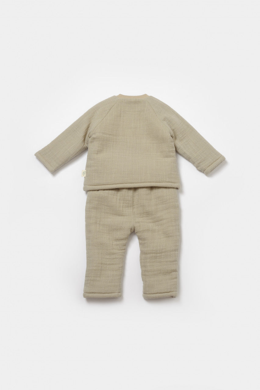 Set bluza dublata si pantaloni Ursulet, Winter muselin - , BabyCosy