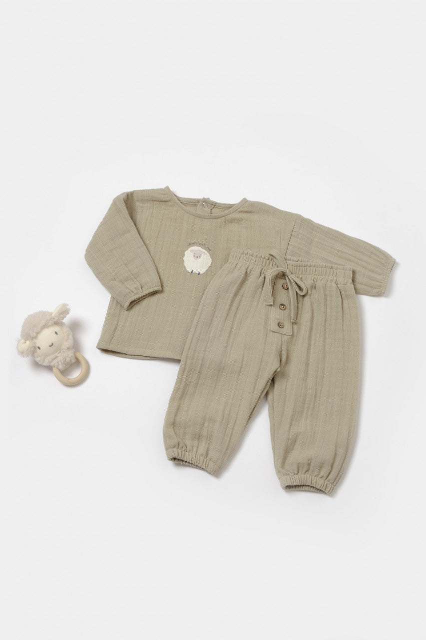 Set bluza si pantaloni, Winter muselin, 100% bumbac - , BabyCosy