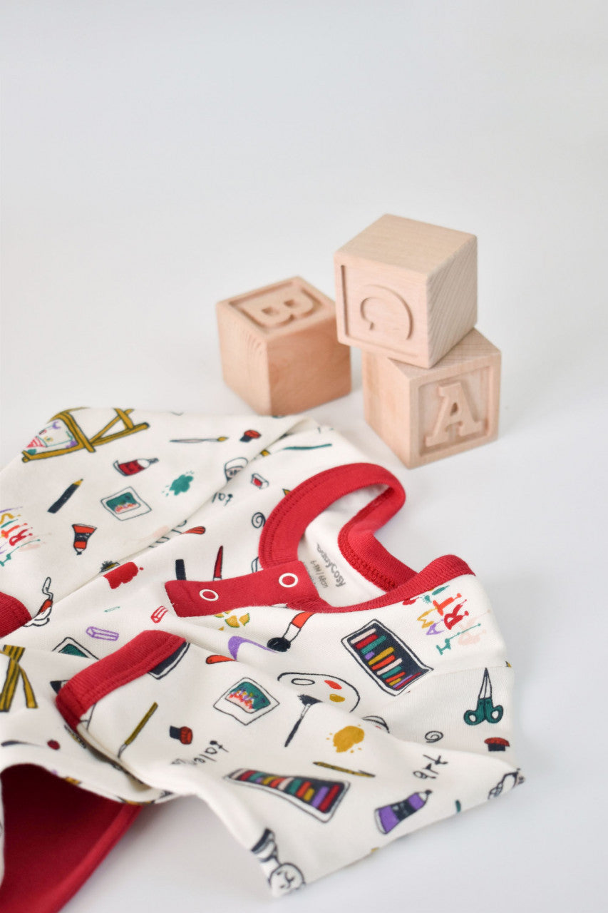 Set bluzita cu maneca lunga si pantaloni lungi din bumbac organic si modal -  BabyCosy