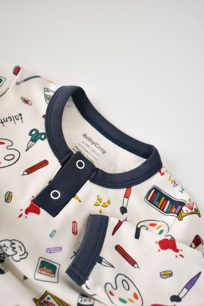 Set bluzita cu maneca lunga si pantaloni lungi din bumbac organic si modal -  BabyCosy