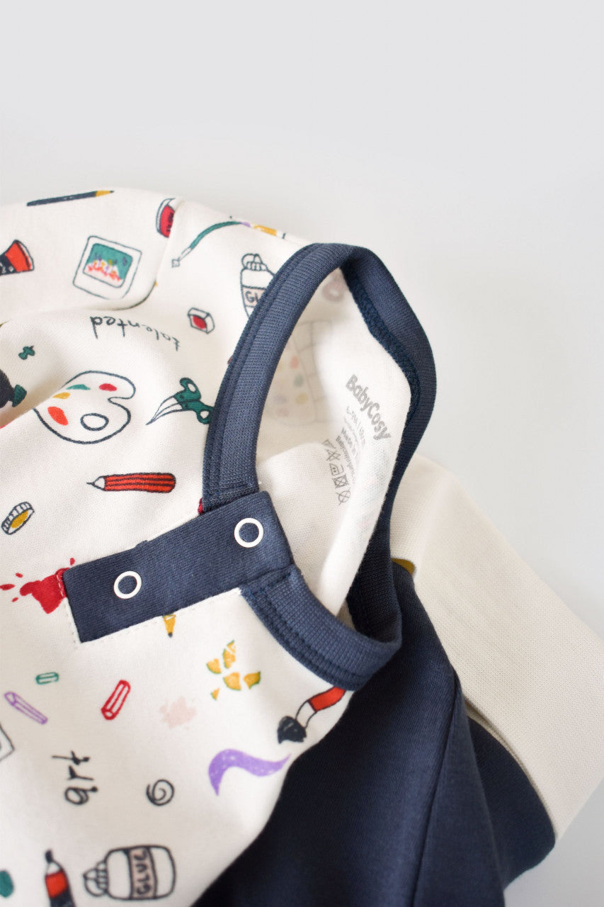 Set bluzita cu maneca lunga si pantaloni lungi din bumbac organic si modal -  BabyCosy