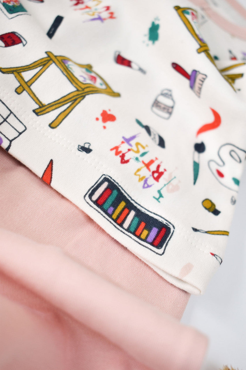 Set bluzita cu maneca lunga si pantaloni lungi din bumbac organic si modal -  BabyCosy