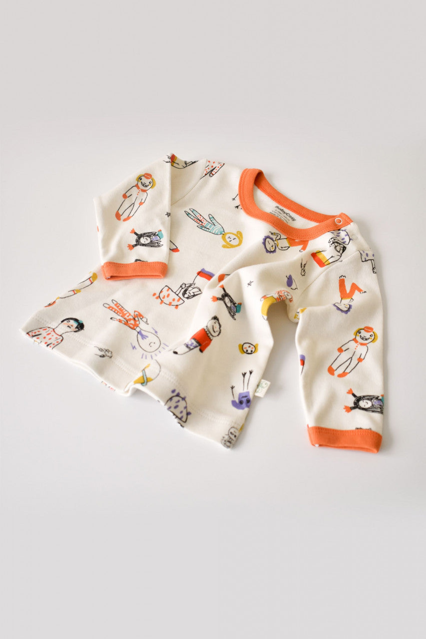 Set bluzita cu maneca lunga si pantaloni lungi din bumbac organic si modal -  BabyCosy