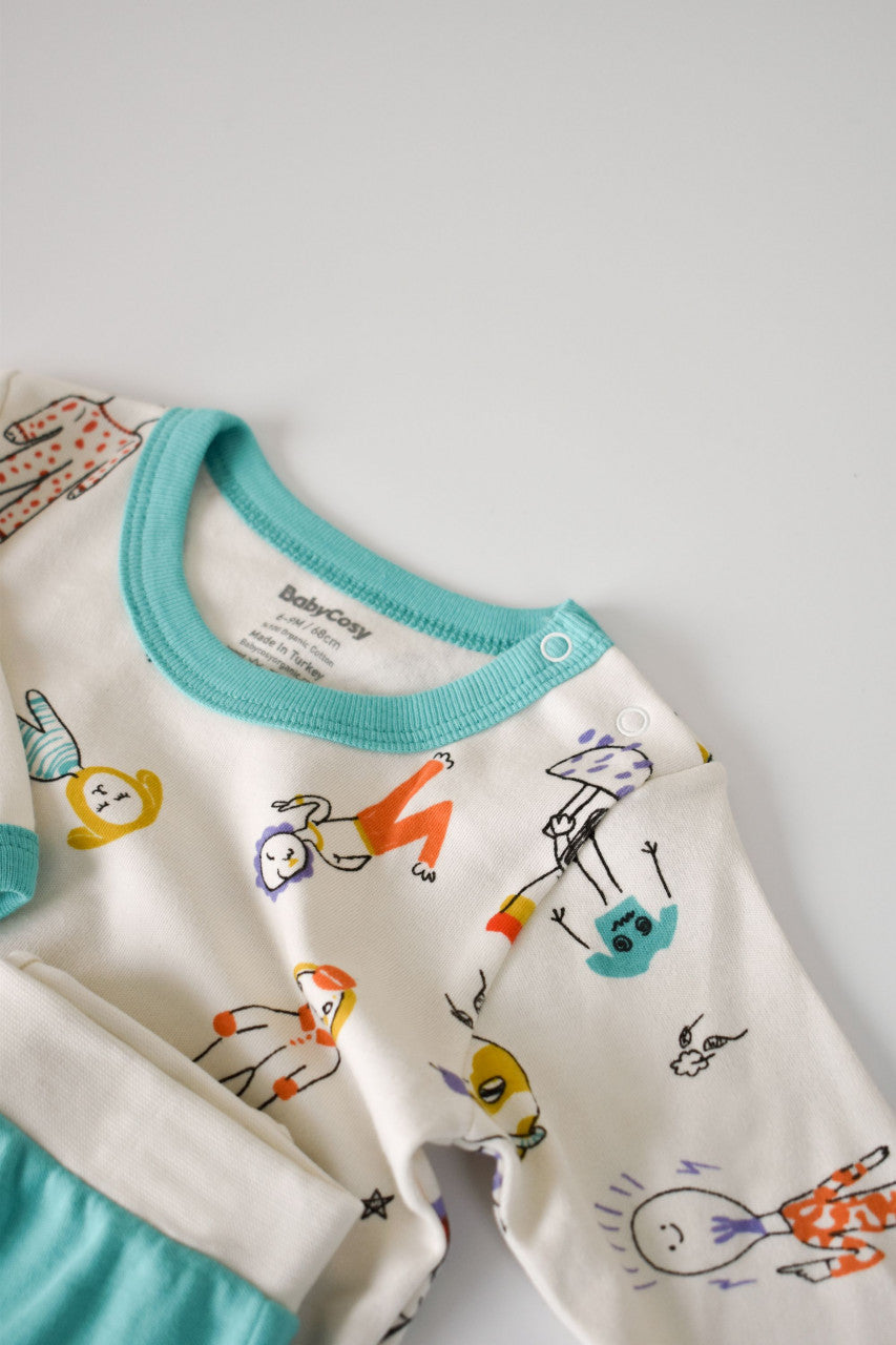 Set bluzita cu maneca lunga si pantaloni lungi din bumbac organic si modal -  BabyCosy