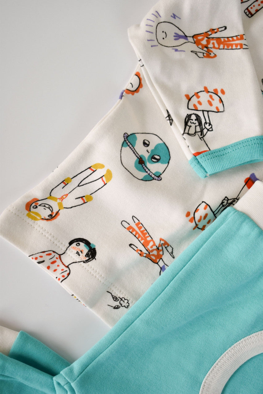 Set bluzita cu maneca lunga si pantaloni lungi din bumbac organic si modal -  BabyCosy