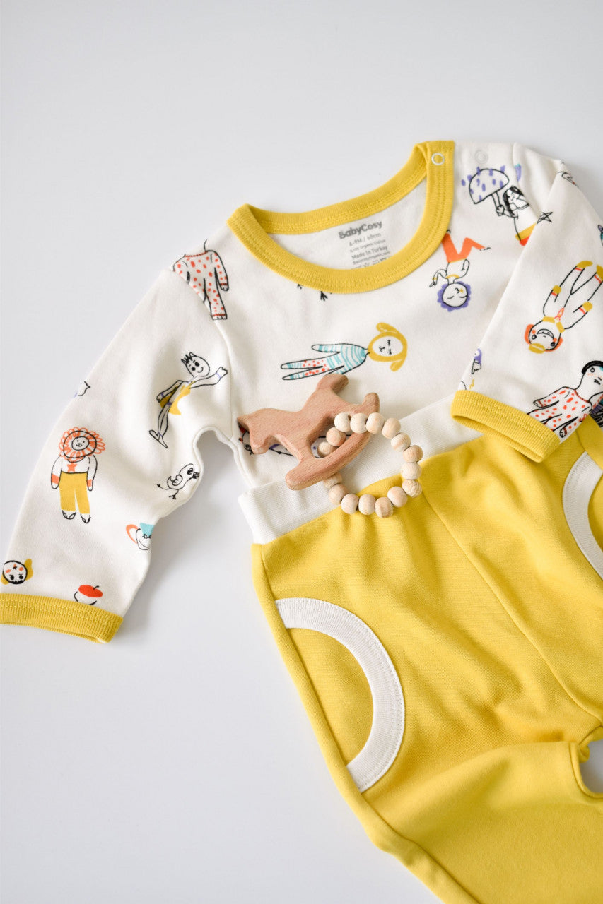 Set bluzita cu maneca lunga si pantaloni lungi din bumbac organic si modal -  BabyCosy
