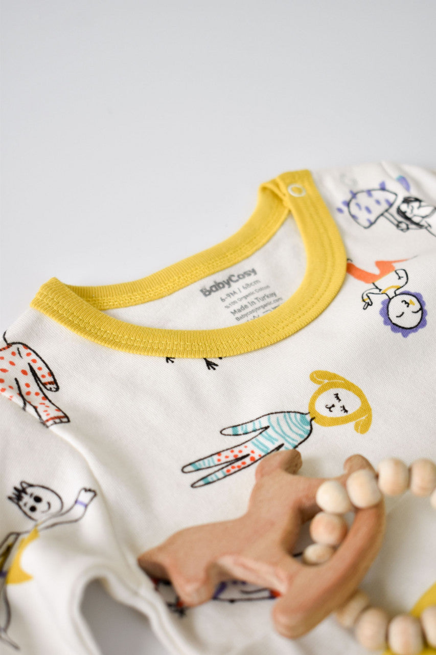 Set bluzita cu maneca lunga si pantaloni lungi din bumbac organic si modal -  BabyCosy