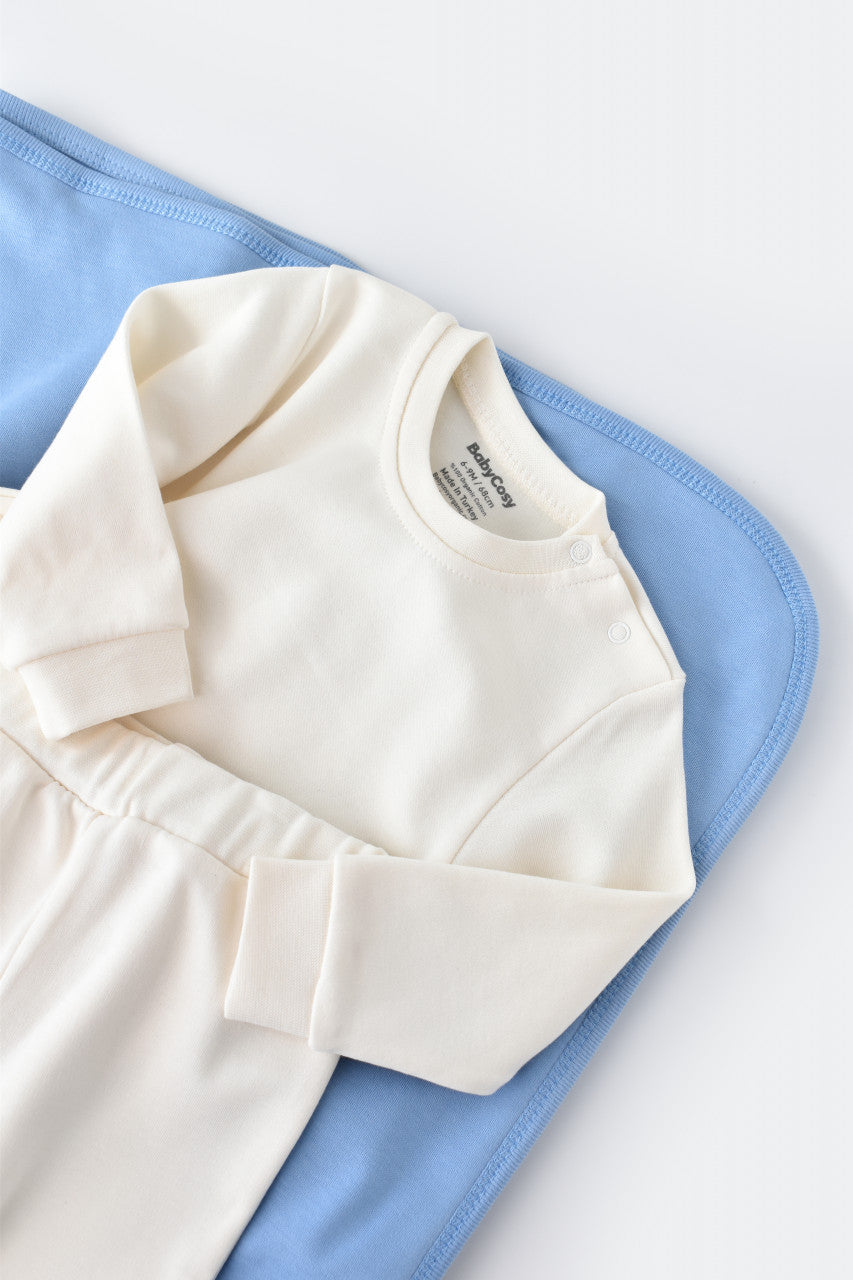 Set bluzita cu maneca lunga si pantaloni lungi din bumbac organic si modal -  BabyCosy