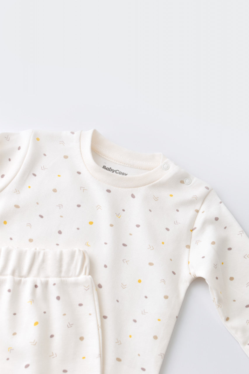 Set bluzita cu maneca lunga si pantaloni lungi din bumbac organic si modal -  BabyCosy