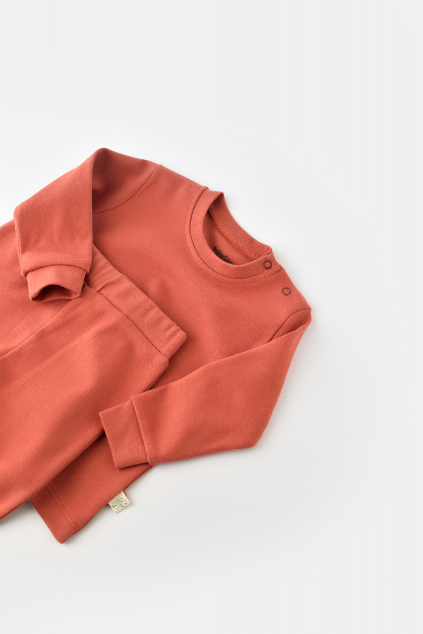 Set bluzita cu maneca lunga si pantaloni lungi din bumbac organic si modal -  BabyCosy