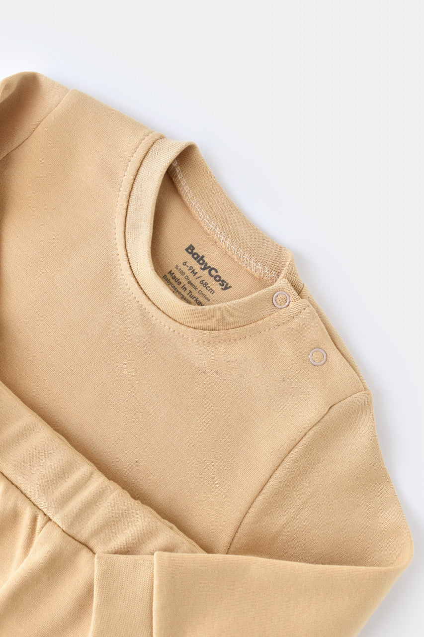 Set bluzita cu maneca lunga si pantaloni lungi din bumbac organic si modal -  BabyCosy