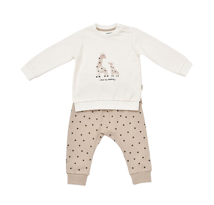 Set bluzita cu maneca lunga si pantaloni lungi din bumbac organic si modal -  BabyCosy