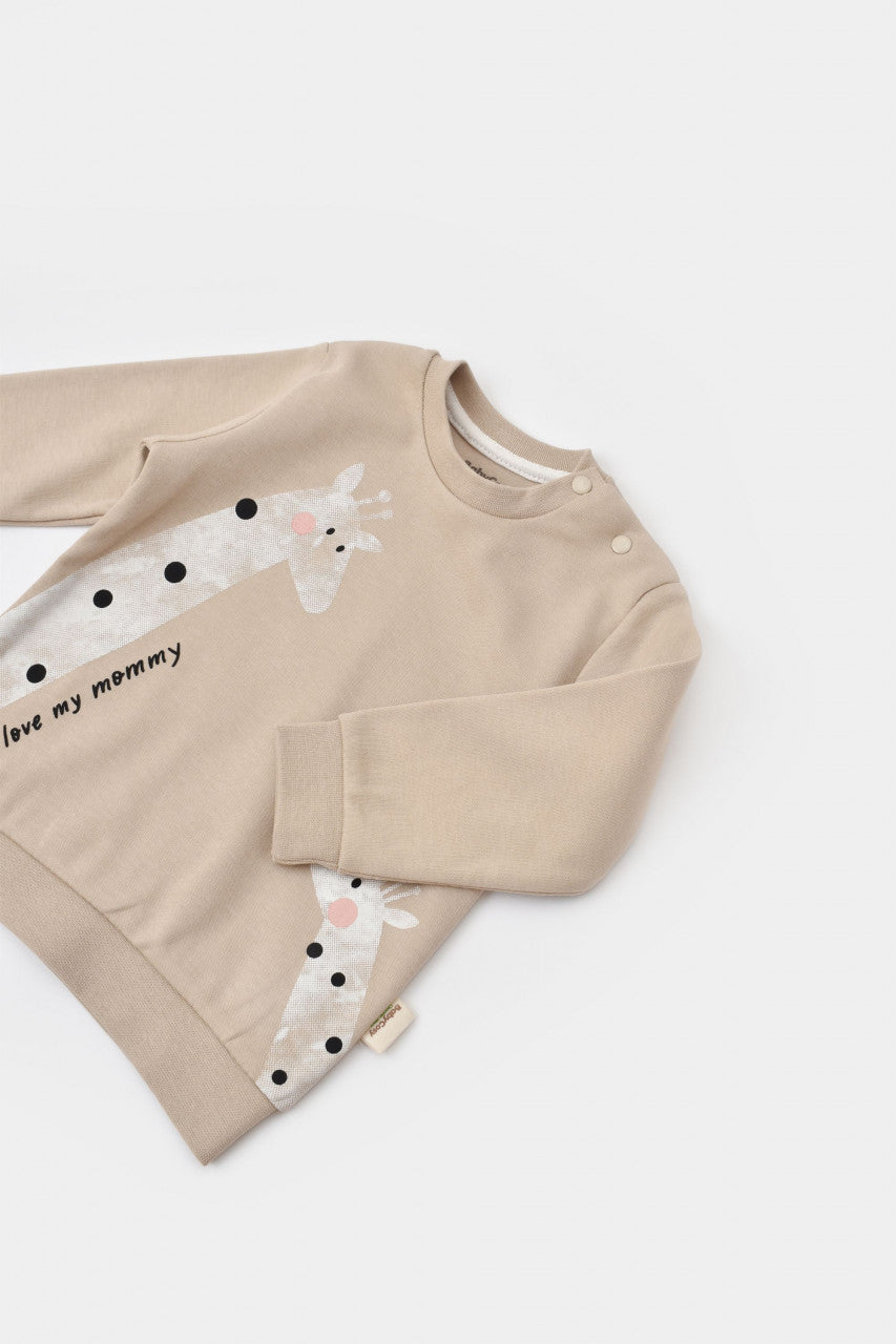 Set bluzita cu maneca lunga si pantaloni lungi din bumbac organic si modal -  BabyCosy