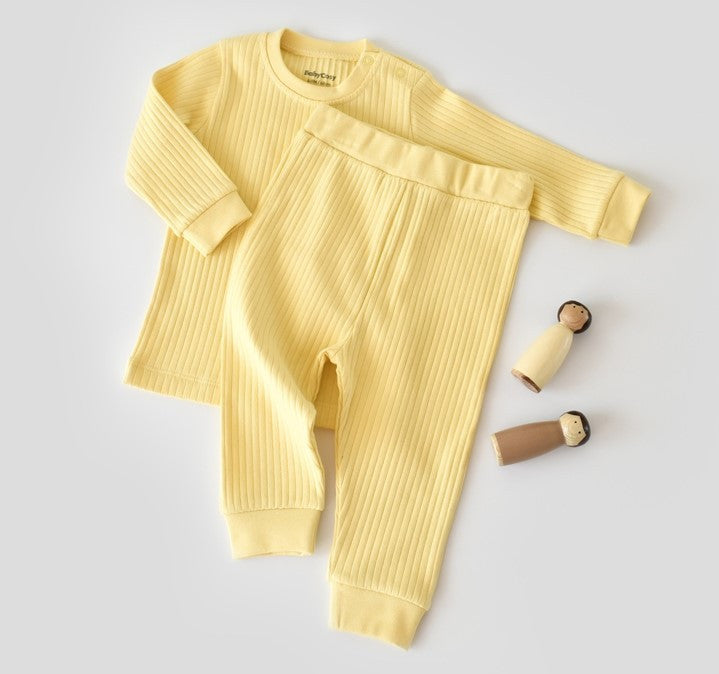 Set bluzita cu maneca lunga si pantaloni lungi din bumbac organic si modal -  BabyCosy