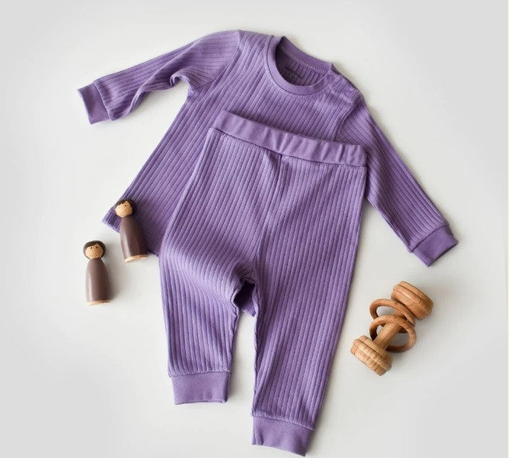 Set bluzita cu maneca lunga si pantaloni lungi din bumbac organic si modal -  BabyCosy