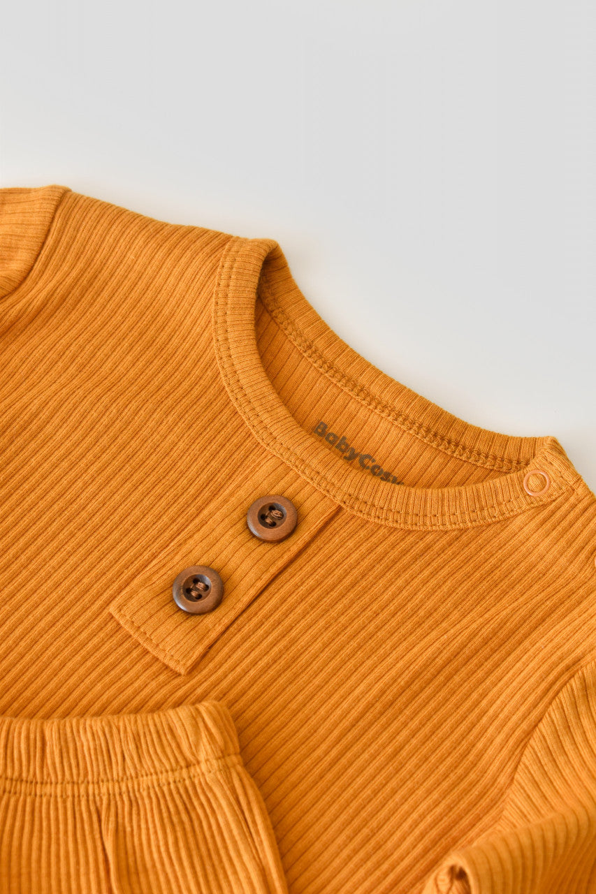 Set bluzita cu maneca lunga si pantaloni lungi din bumbac organic si modal -  BabyCosy