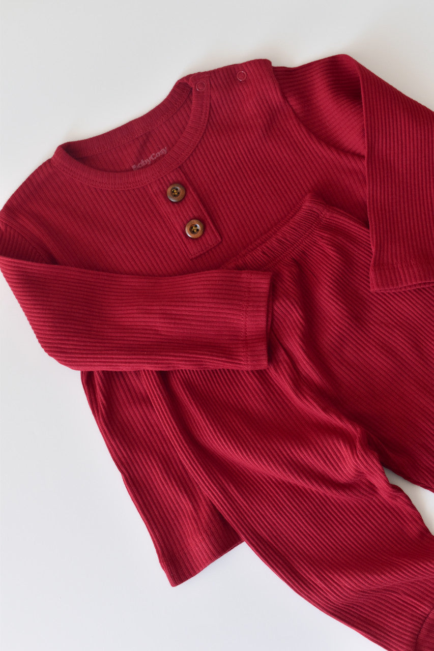 Set bluzita cu maneca lunga si pantaloni lungi din bumbac organic si modal -  BabyCosy